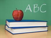 Apple on top of books